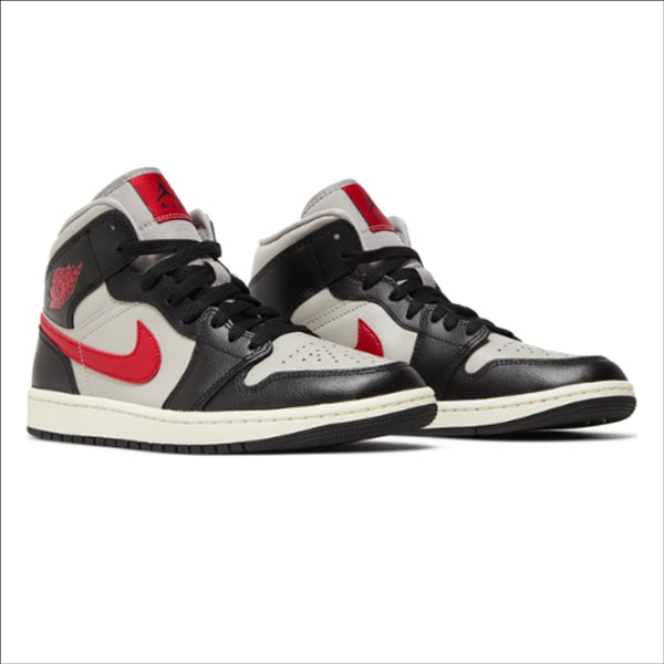 Jordan 1 Mid Black College Grey Gym Red (Women's)