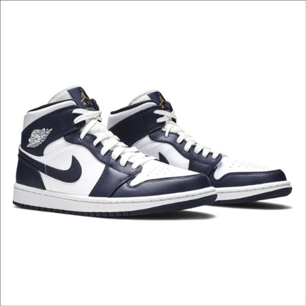 Jordan 1 Mid White Metallic Gold Obsidian