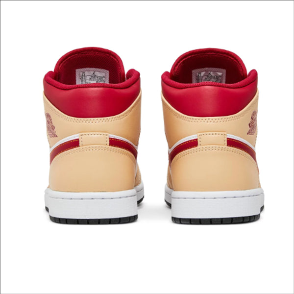 Jordan 1 Mid Light Curry Cardinal