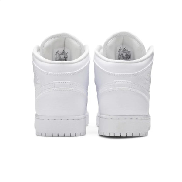 Jordan 1 Mid Triple White Tumbled Leather (GS)