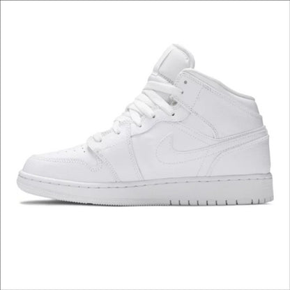 Jordan 1 Mid Triple White Tumbled Leather (GS)